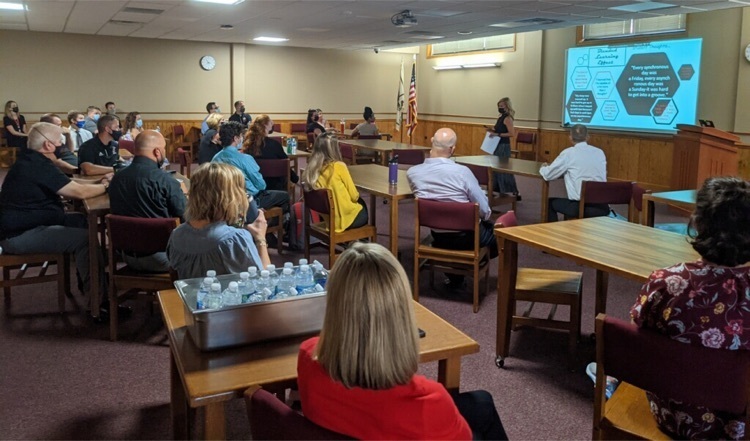 This morning Ms. Reis, Mrs. Cannon, and Dr. McNamara presented to the LWC staff on strategies for a successful transition back to full in person learning. #classroomcommunity  #positiverelationships #communication