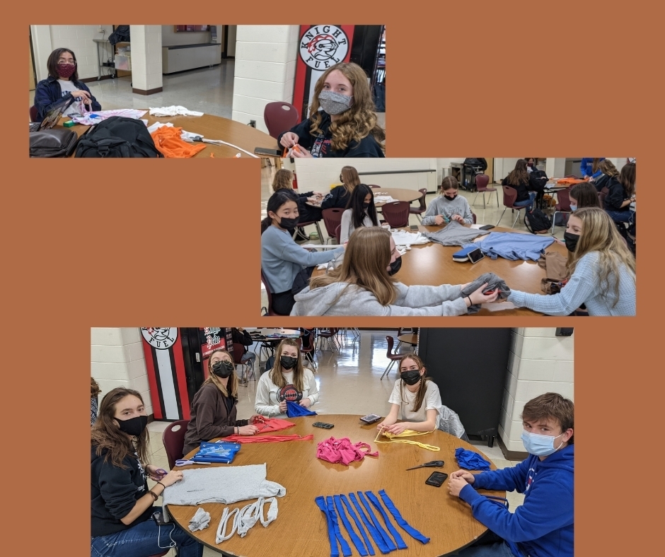 Animal Volunteer Club had a blast making tug toys for cats and dogs at NAWS during their November meeting.