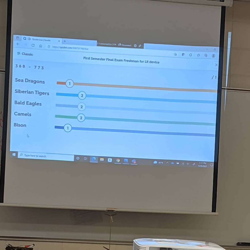 Mrs. McAllister's English 1 class engage in a friendly and collaborative competition using Quizizz to review for their final.