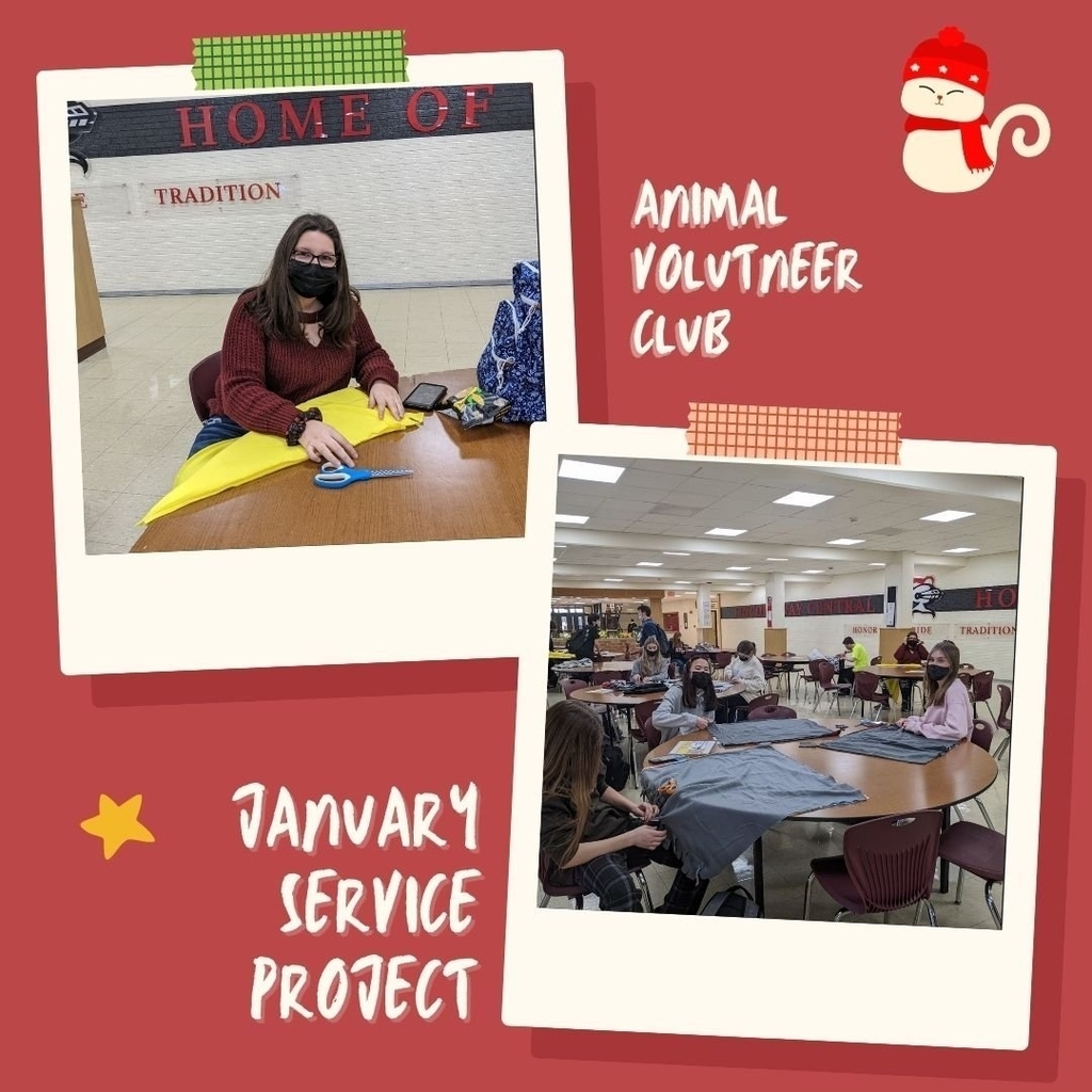 Members of the Animal Volunteer Club made tie blankets to cozy up the kennels at NAWS for their January service project.