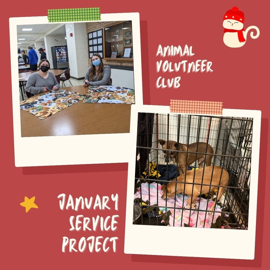 Members of the Animal Volunteer Club made tie blankets to cozy up the kennels at NAWS for their January service project.

